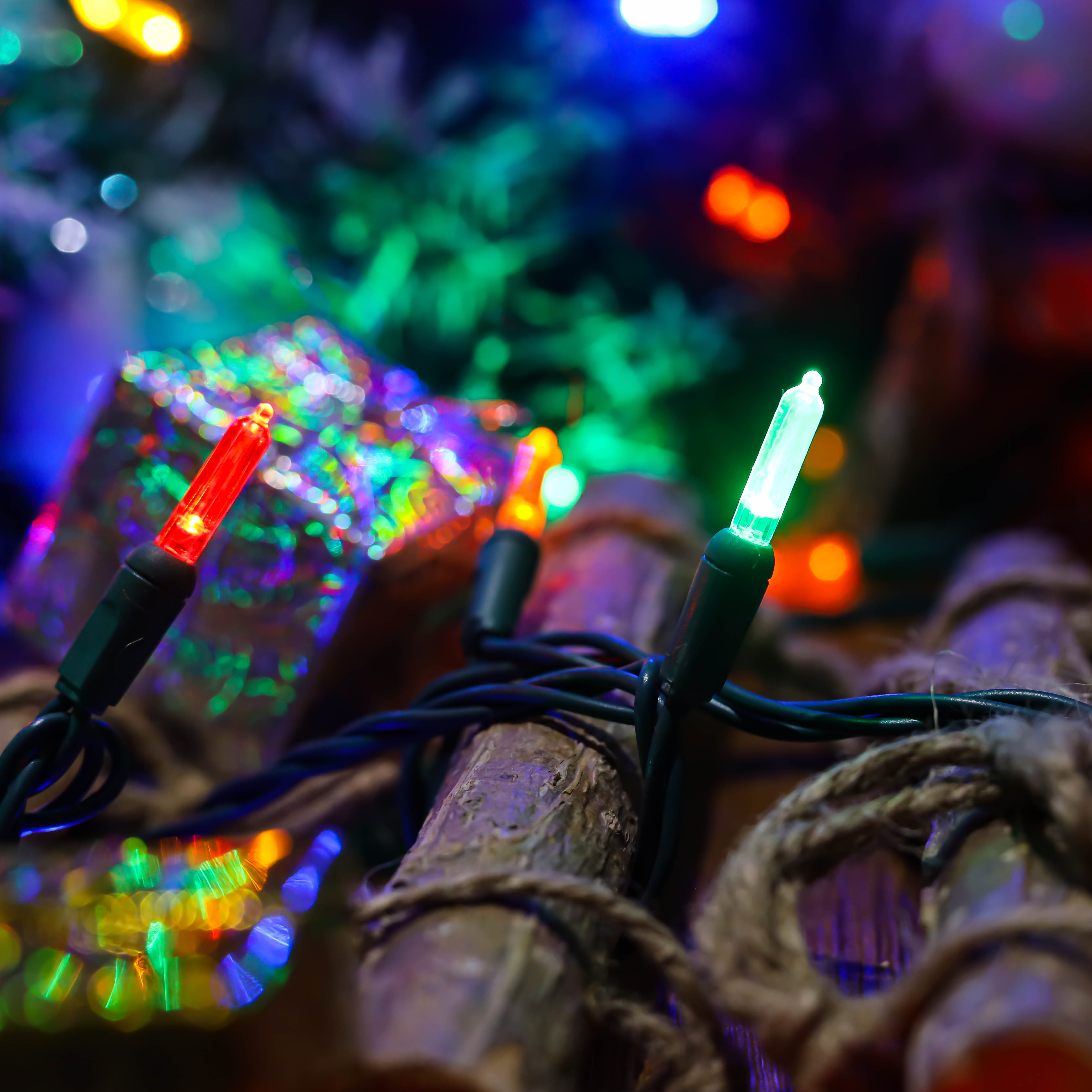 Luci natalizie a LED UL T5 Luci multicorda Set di luci a filo verde Impermeabili per esterni