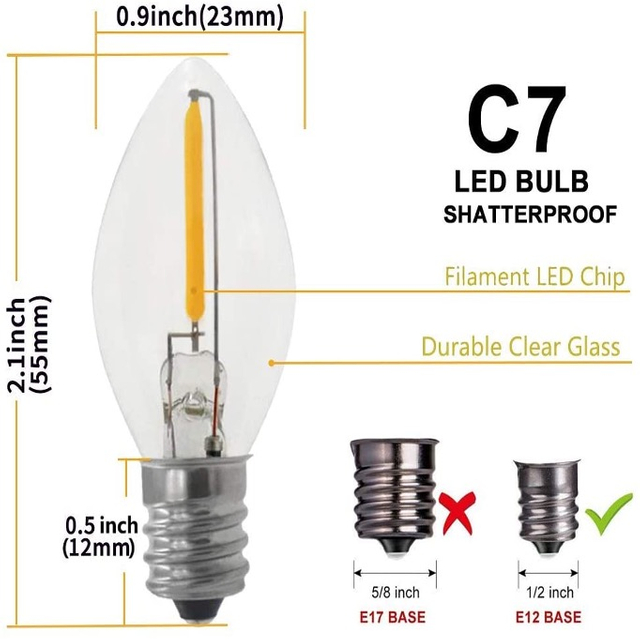 Lampadine LED a filamento C7 E12