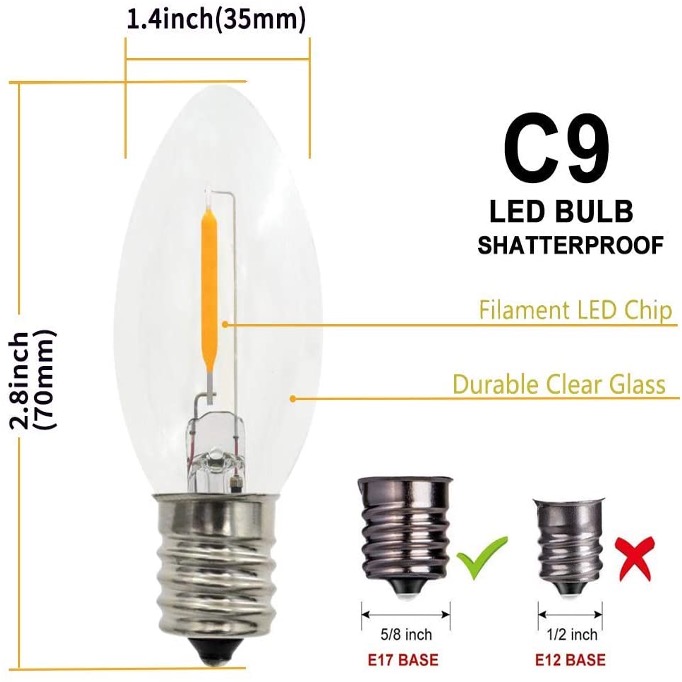 Lampadine LED a filamento C9 E17