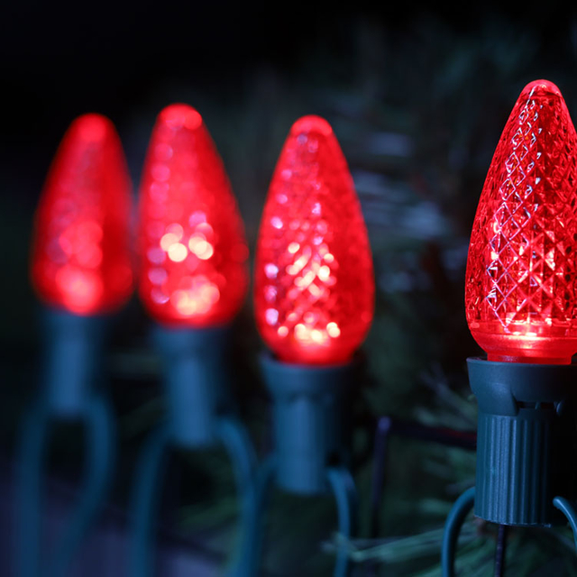 Lampadine natalizie LED E17 C9 rosse commerciali