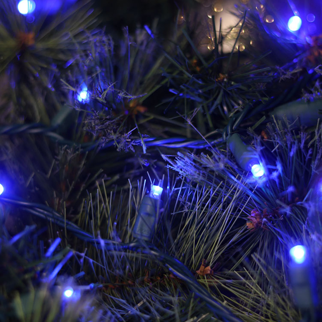 Set di luci natalizie blu UL con mini stringa LED grandangolare da 5 mm per esterni