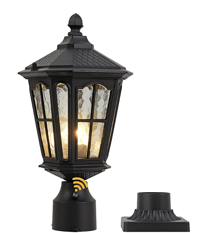 Luce da esterno dal tramonto all'alba con base per montaggio su molo da 3 pollici