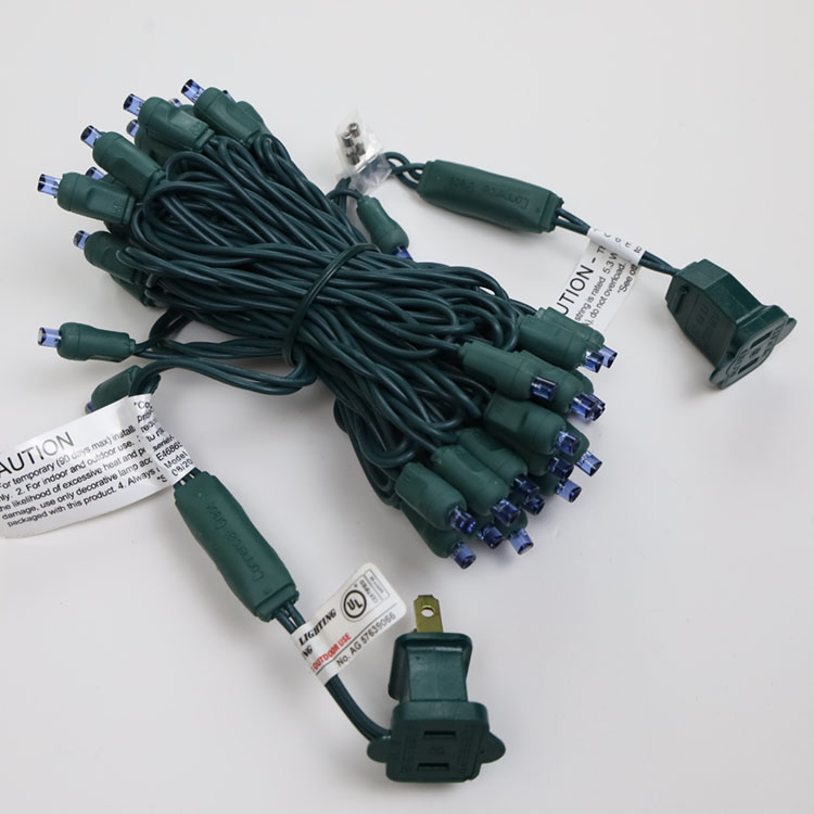 Set di luci natalizie blu UL con mini stringa LED grandangolare da 5 mm per esterni