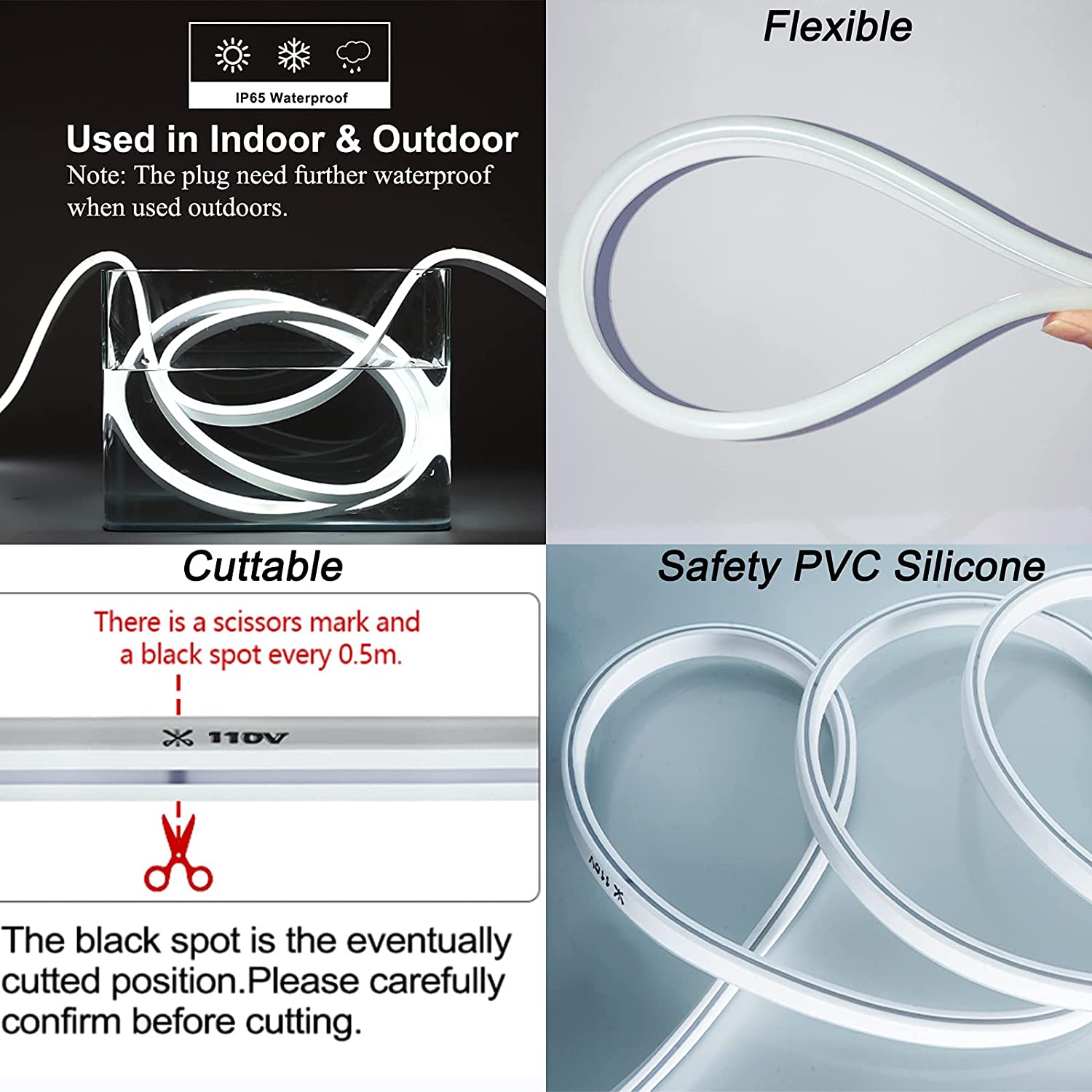 Luci al neon a LED da 110 V. Daylight bianco certificato UL