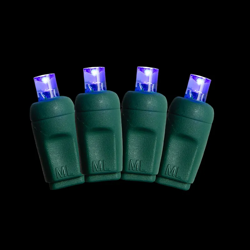 Luci natalizie coassiali da 50 litri e 5 mm, cavo verde blu con spaziatura di 6 pollici